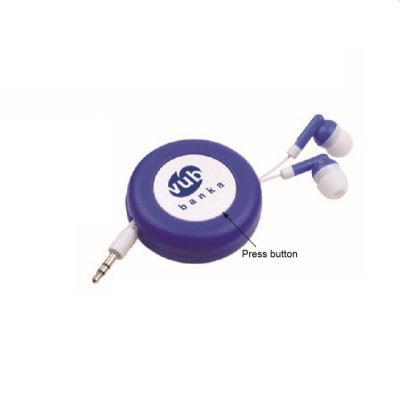 Promotional Round Shape Automatic Retractable Earphones