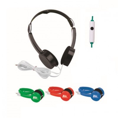 Promotional Wired Foldable Headphone with Mic and pouch package