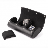 custom logo black genuine real leather luxury watch boxes for watches